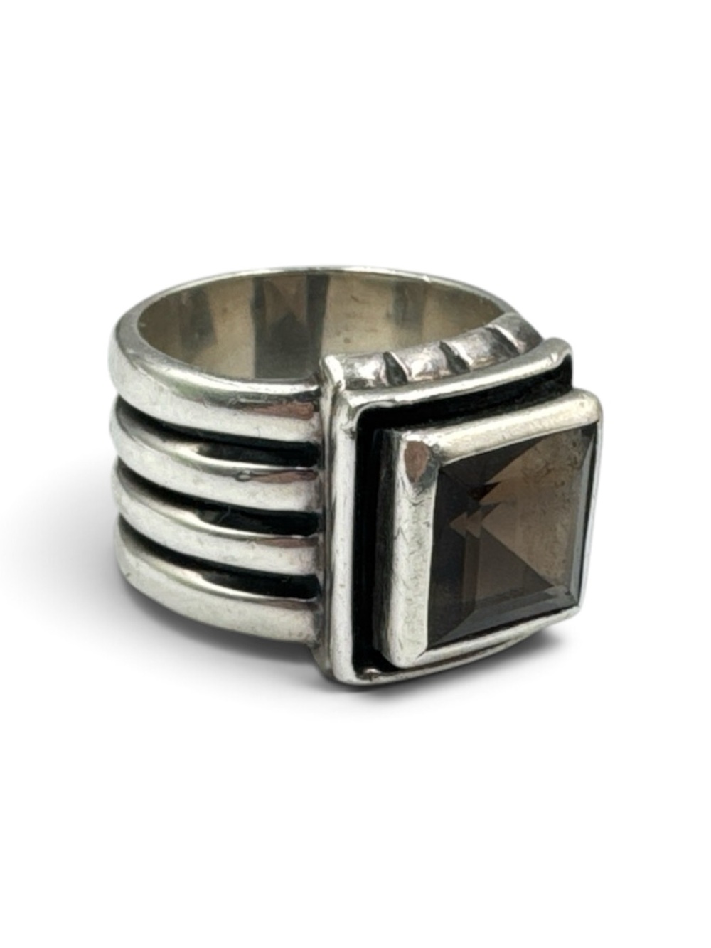 Vintage Silpada R1041 Sterling Silver Smoky Quartz Statement Ring Size 7.5